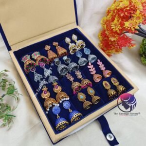 Set of 12 pair Earrings With Square Jewellery box