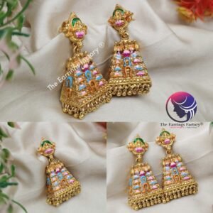 Traditional Gopuram Antique Colourful Lakshmi Jhumka