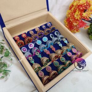 Set of 12 pair Earrings With Square Jewellery box