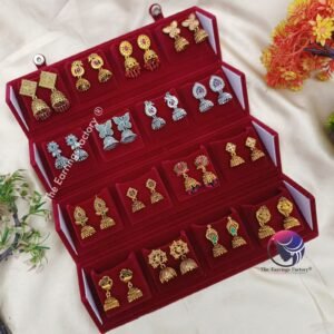 Set of 16 pair Earrings With Folding Jewellery box