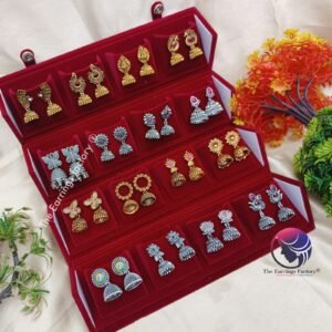 Set of 16 pair Earrings With Folding Jewellery box