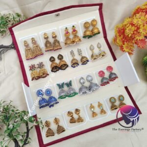 Set of 16 pair Earrings With Folding Jewellery box