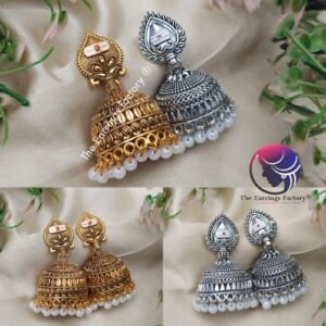 Traditional Weightless Golden | silver Pearl Beads Vel Jhumka