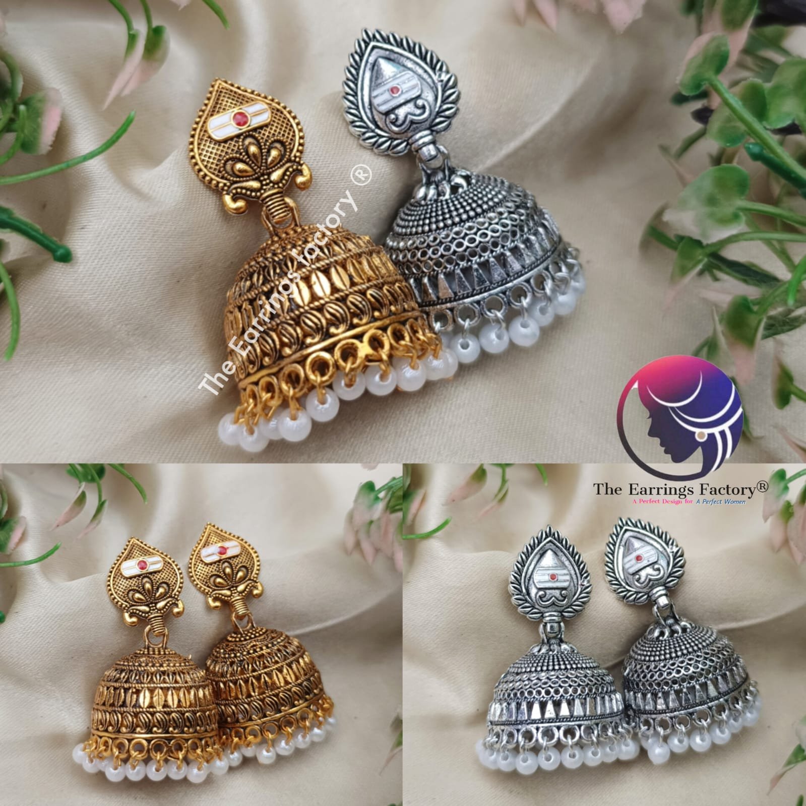 Traditional Weightless Golden | silver Pearl Beads Vel Jhumka