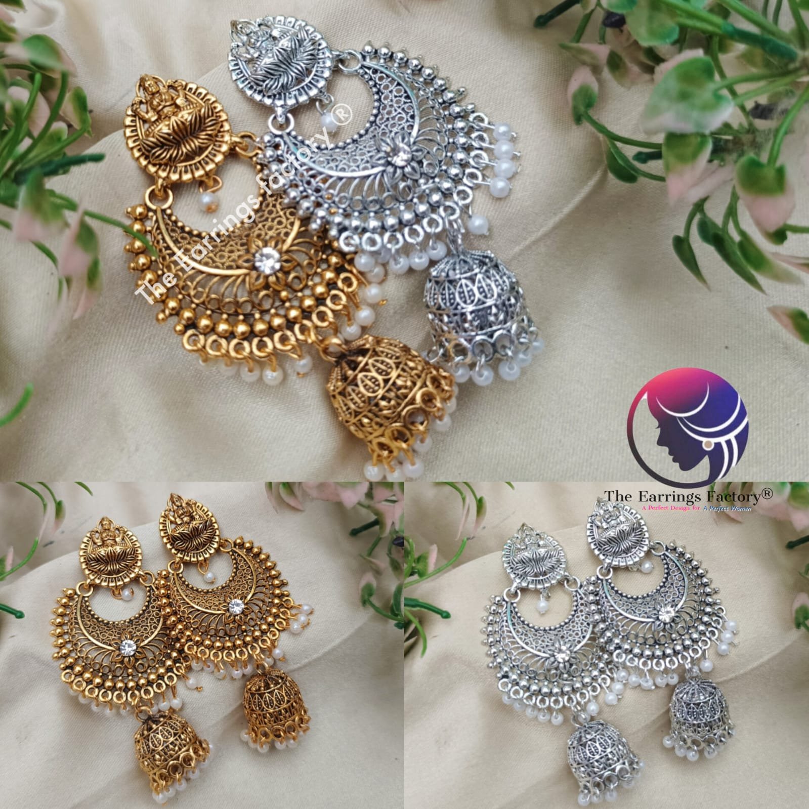 Traditional Golden | Silver Lakshmi Long Jhumka