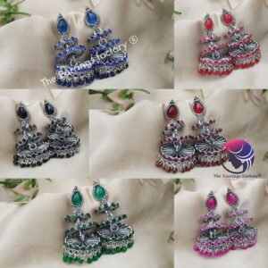 Trending Weightless Golden Colourful Pearl Beads Stone Layer Jhumka