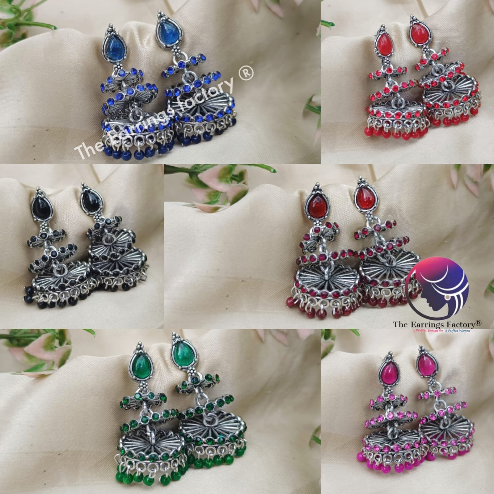 Trending Weightless Golden Colourful Pearl Beads Stone Layer Jhumka