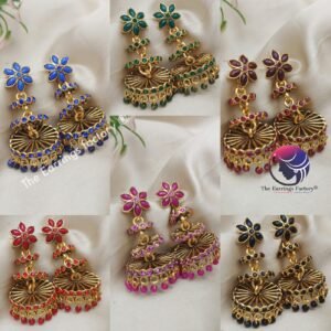Trending Weightless Golden Colourful Pearl Beads Stone Layer Jhumka