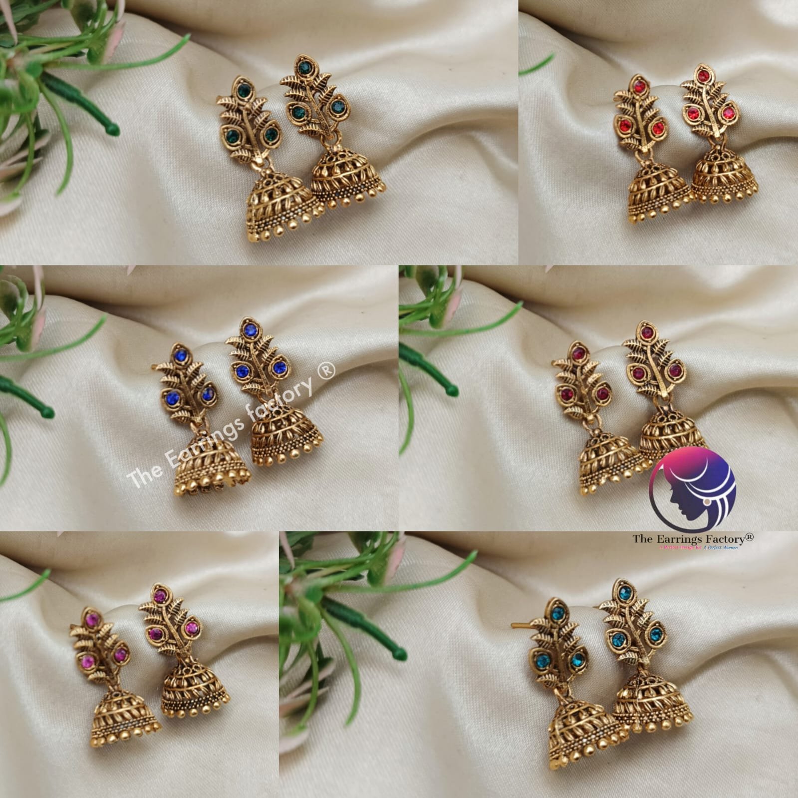 Trending Golden Small Leaf Stone Jhumka