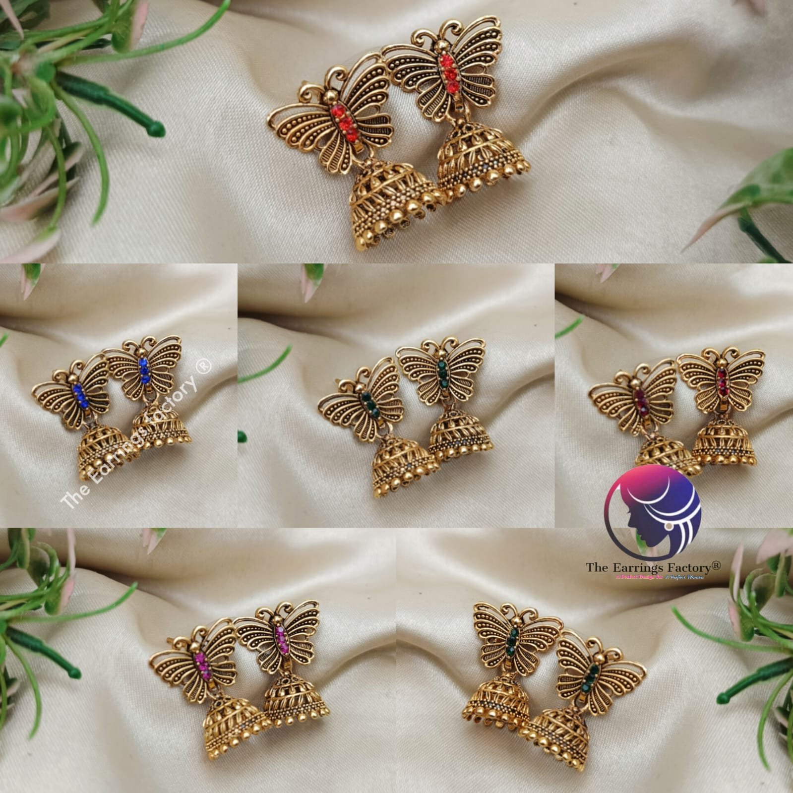Trending Golden Small Butterfly Stone Jhumka