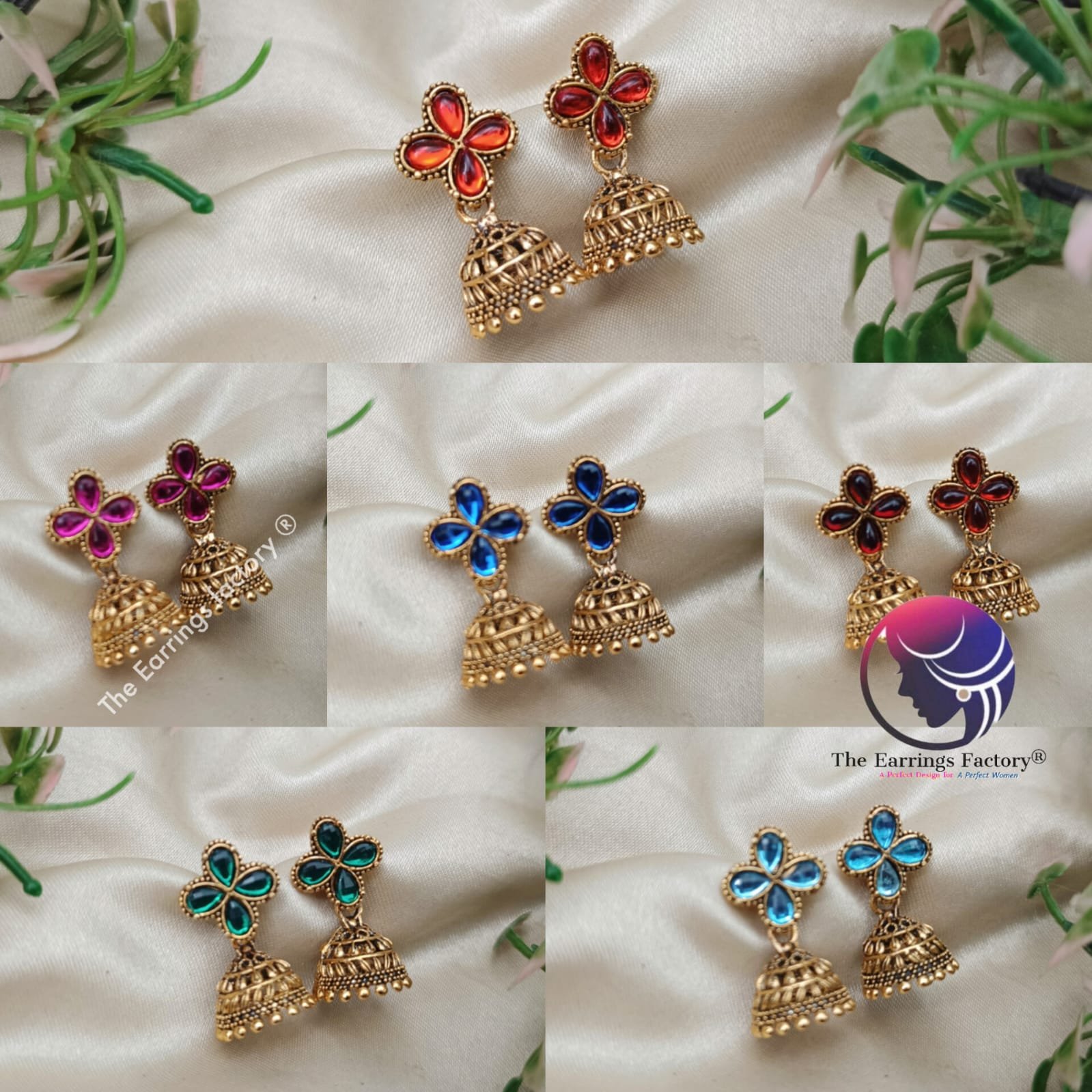 Trending Golden Small Floral Stone Jhumka