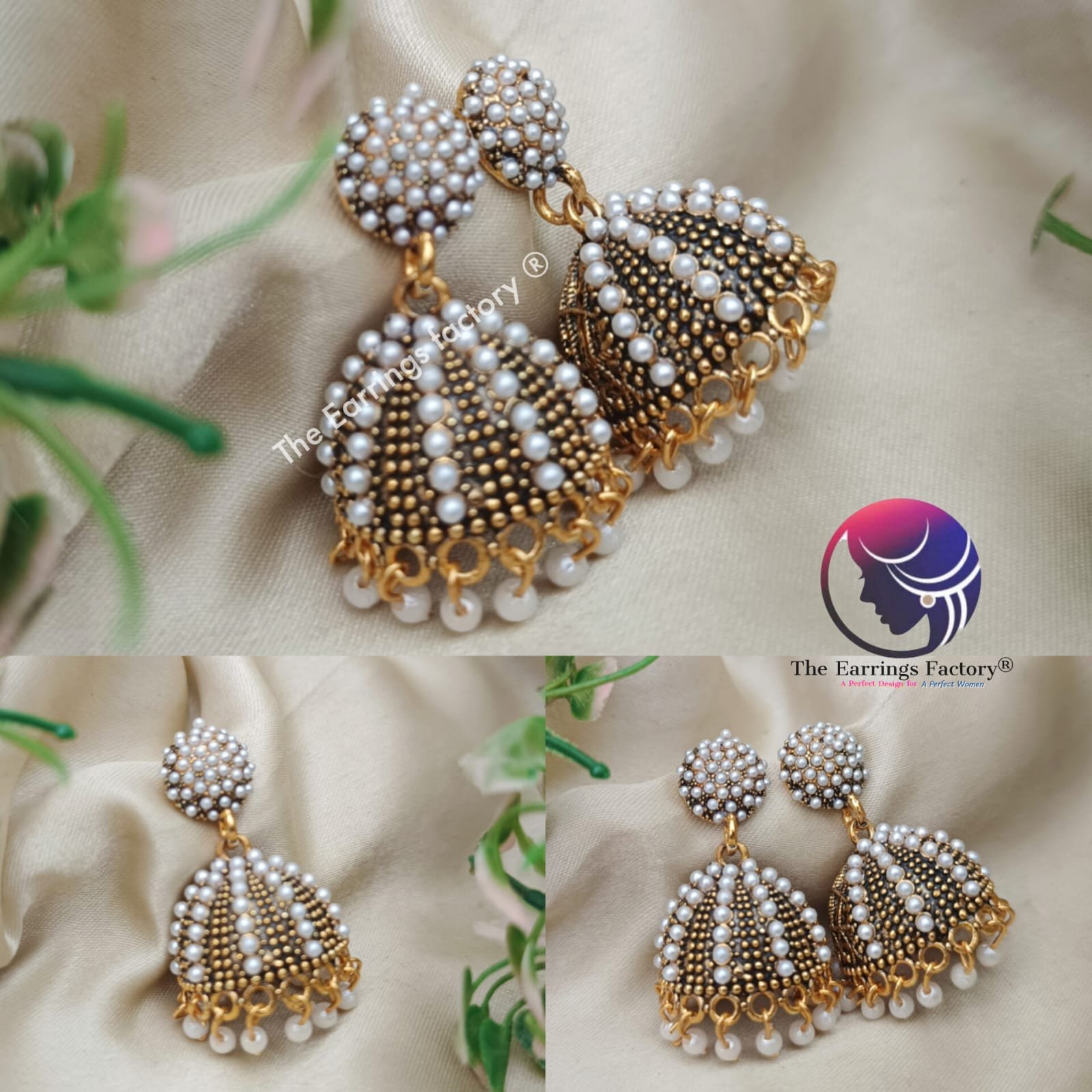 Traditional Weightless Golden Pearl Jhumka