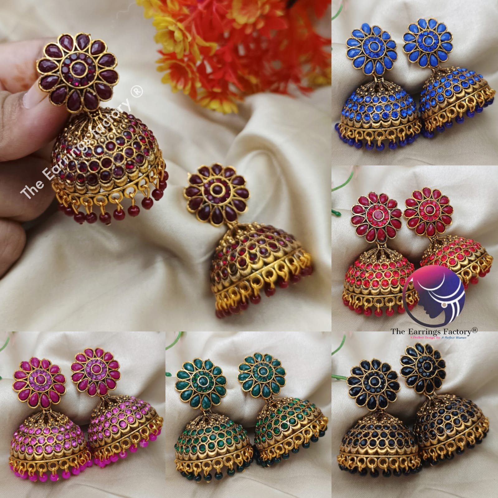 Trending Weightless Golden Stone Big Jhumka