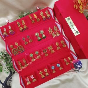 Set of 16 pair Earrings With Folding Jewellery box