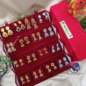 Set of 16 pair Earrings With Folding Jewellery box
