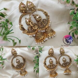 Traditional weightless Golden Pearl beads Long Vel jhumka