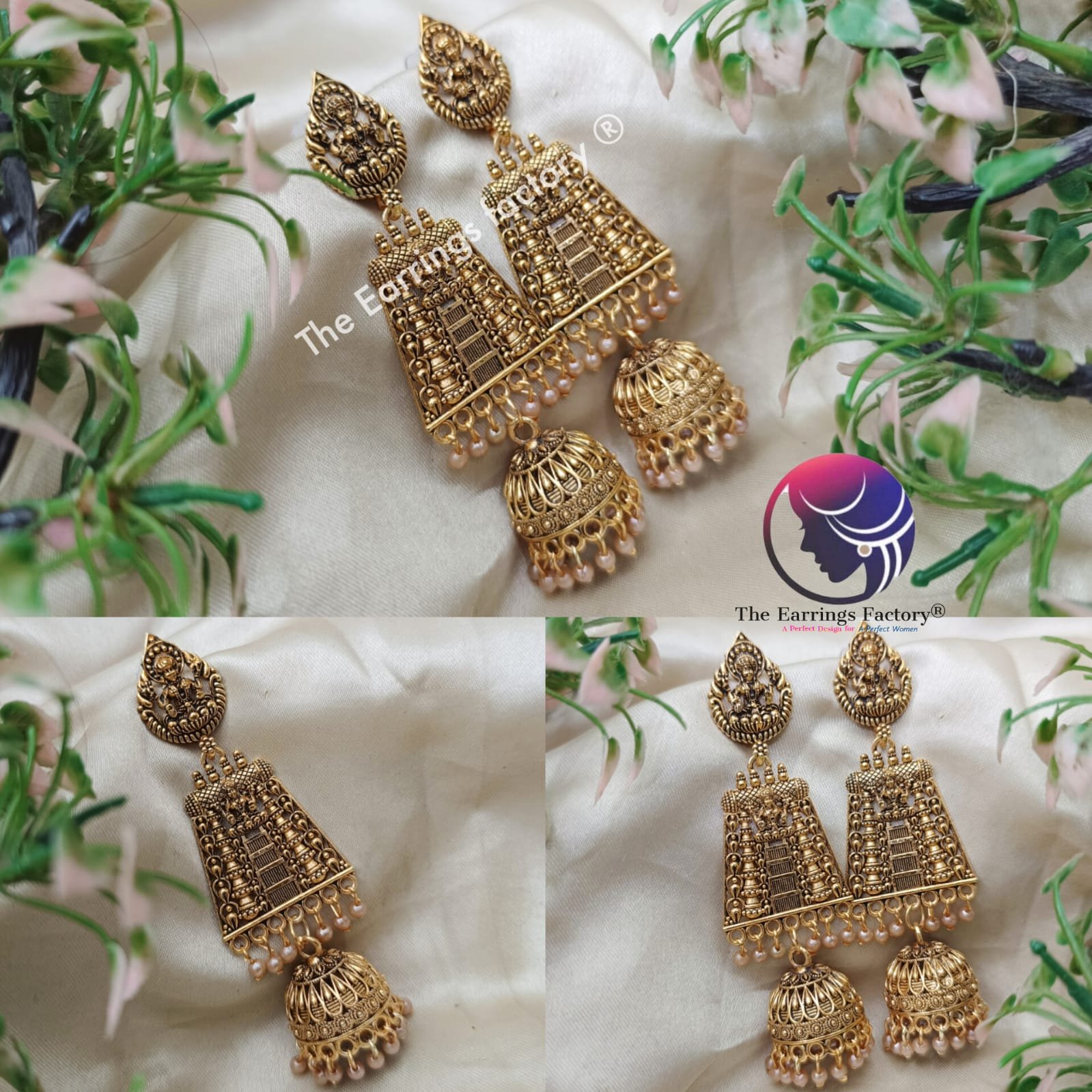 Traditional Golden Gopuram Long Earrings Jhumka