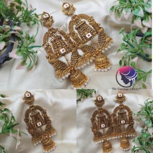 Traditional Golden Pearl beads Long Vel jhumka