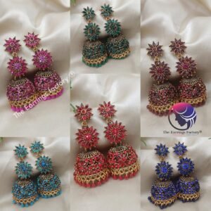 Trending Weightless Golden Pearl beads floral Stone jhumka