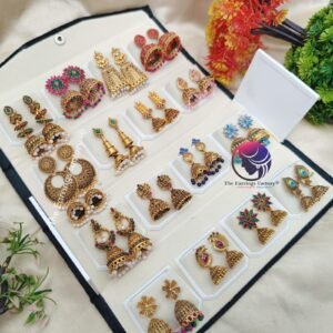 Set of 16 pair Earrings With Folding Jewellery box