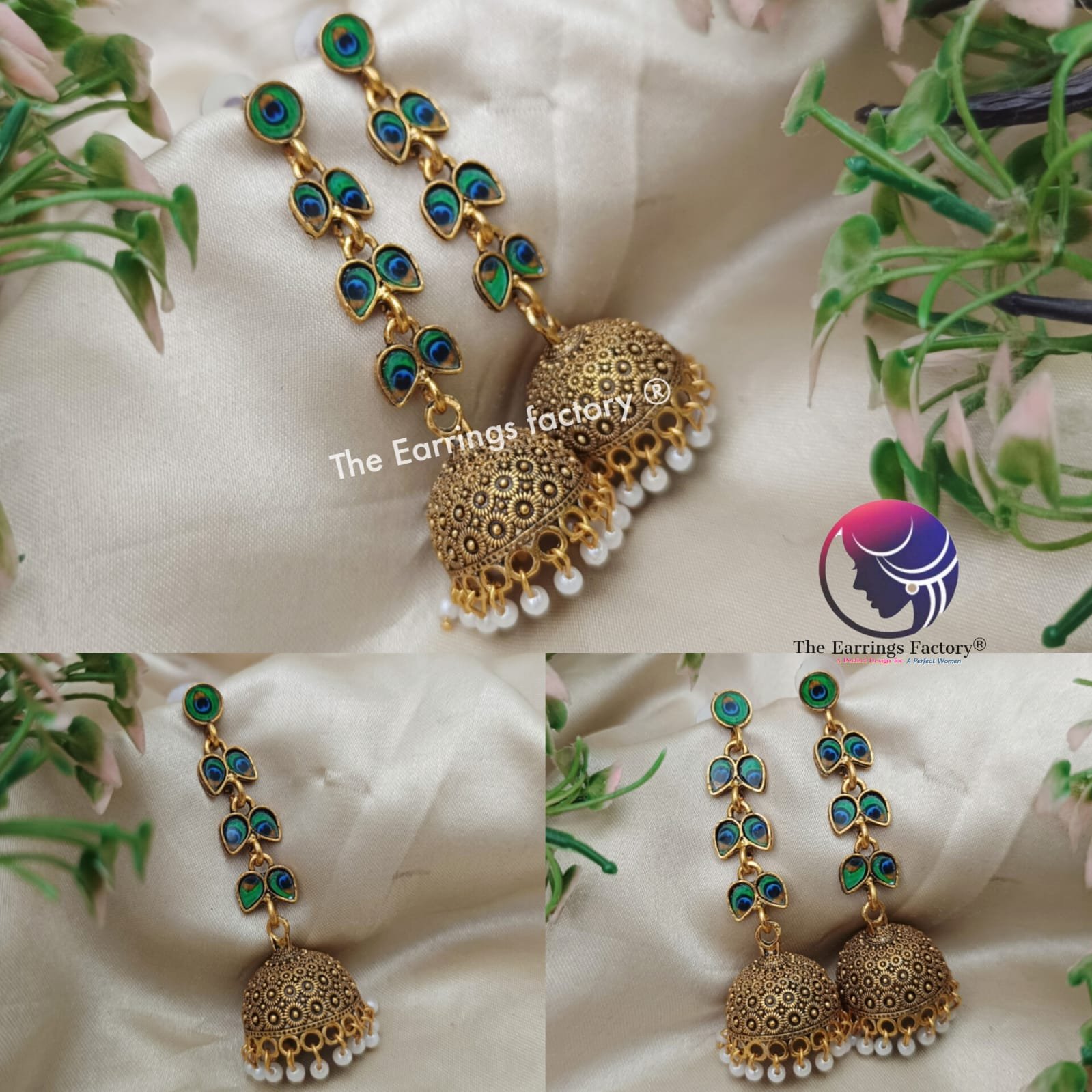 Trending Weightless Golden Peacock Feather Pearl Beads Long Jhumka