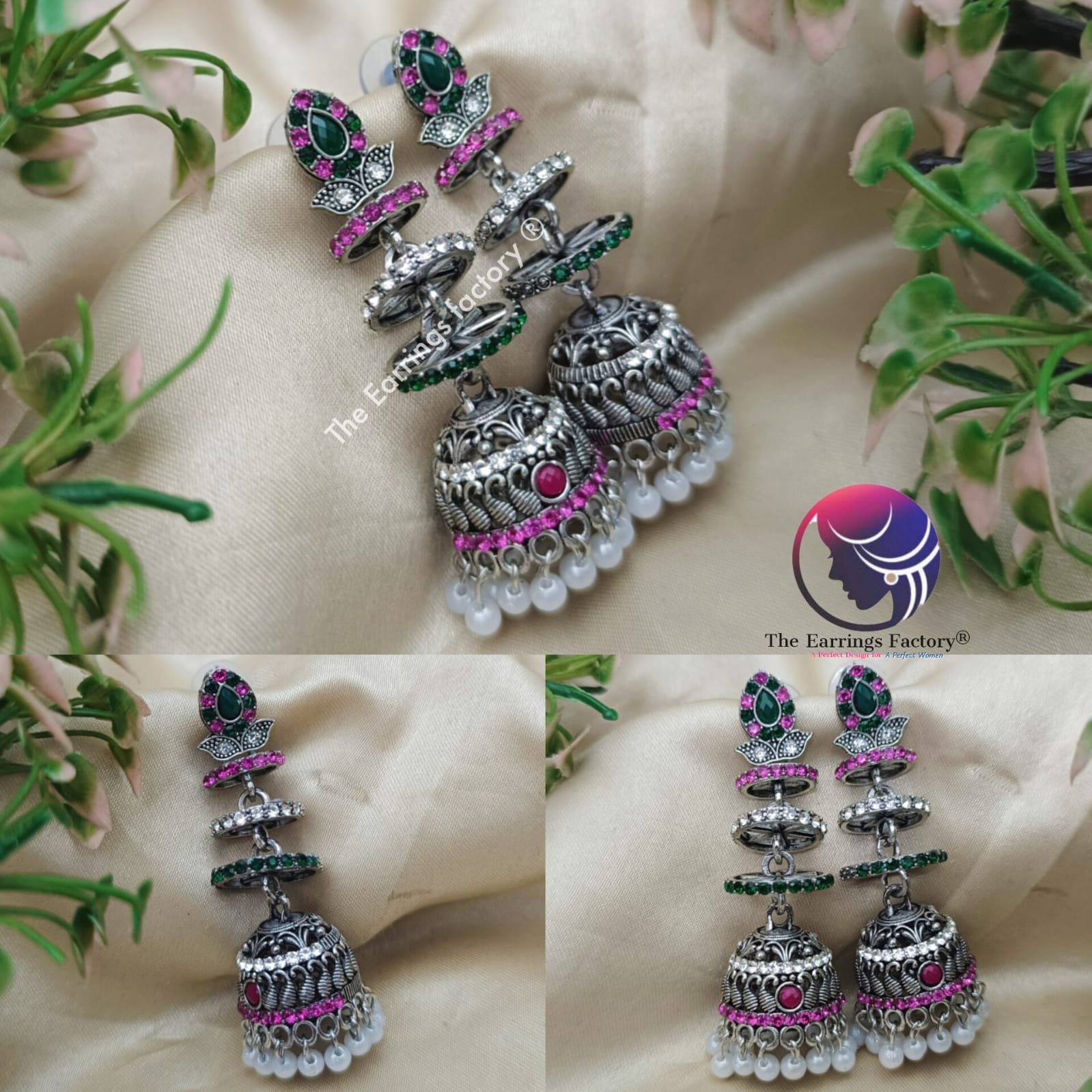 Trending Weightless Golden Layer Pearl Beads Multi stone Long Jhumka