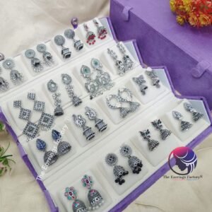 Set of 16 pair Earrings With Folding Jewellery box