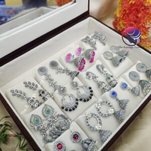 Set of 12 pair Earrings With Square Jewellery box