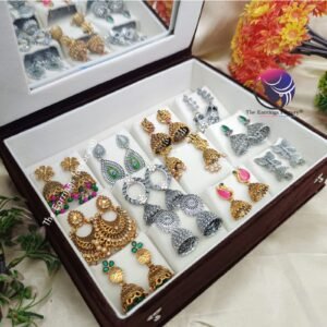 Set of 12 pair Earrings With Square Jewellery box
