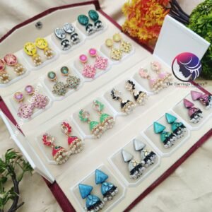 Set of 16 pair Earrings With Folding Jewellery box