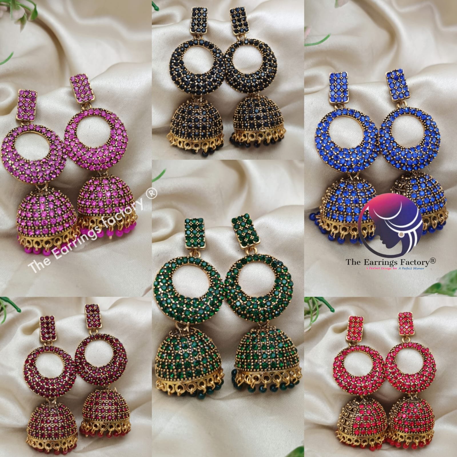 Traditional Weightless Golden Colourful Pearl Beads Stone Jhumka