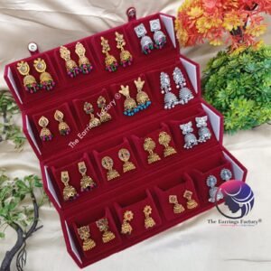 Set of 16 pair Earrings With Folding Jewellery box