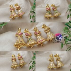 Traditional Antique Premium Dancing Doll Screw Back AD Stone Jhumka