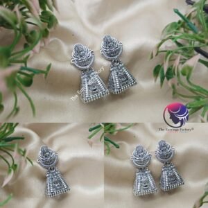 Traditional Gopuram Small Silver Temple Jhumka