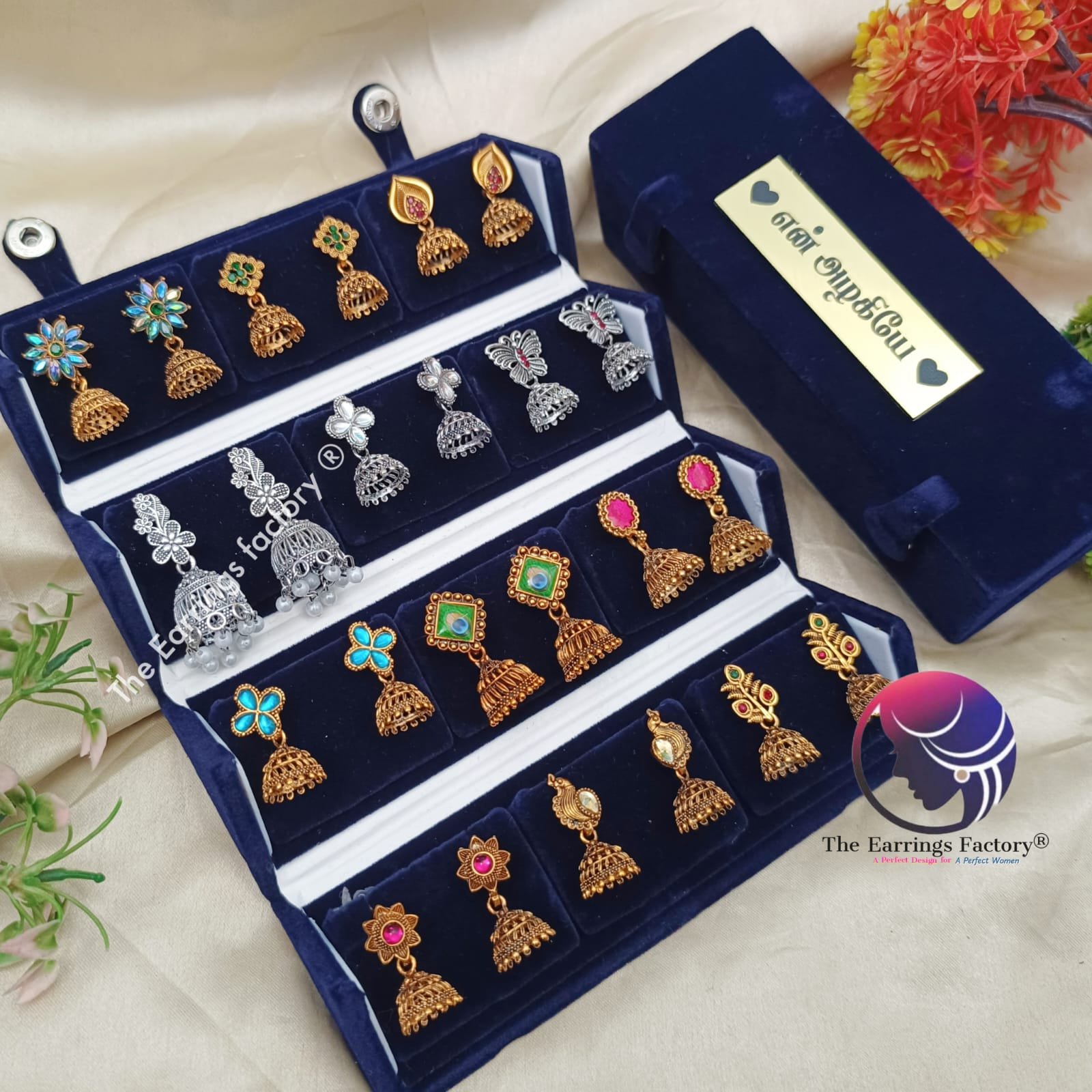 Set of 12 pair Earrings With Folding Jewellery box