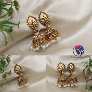Traditional Golden Pearl beads Vel Jhumka