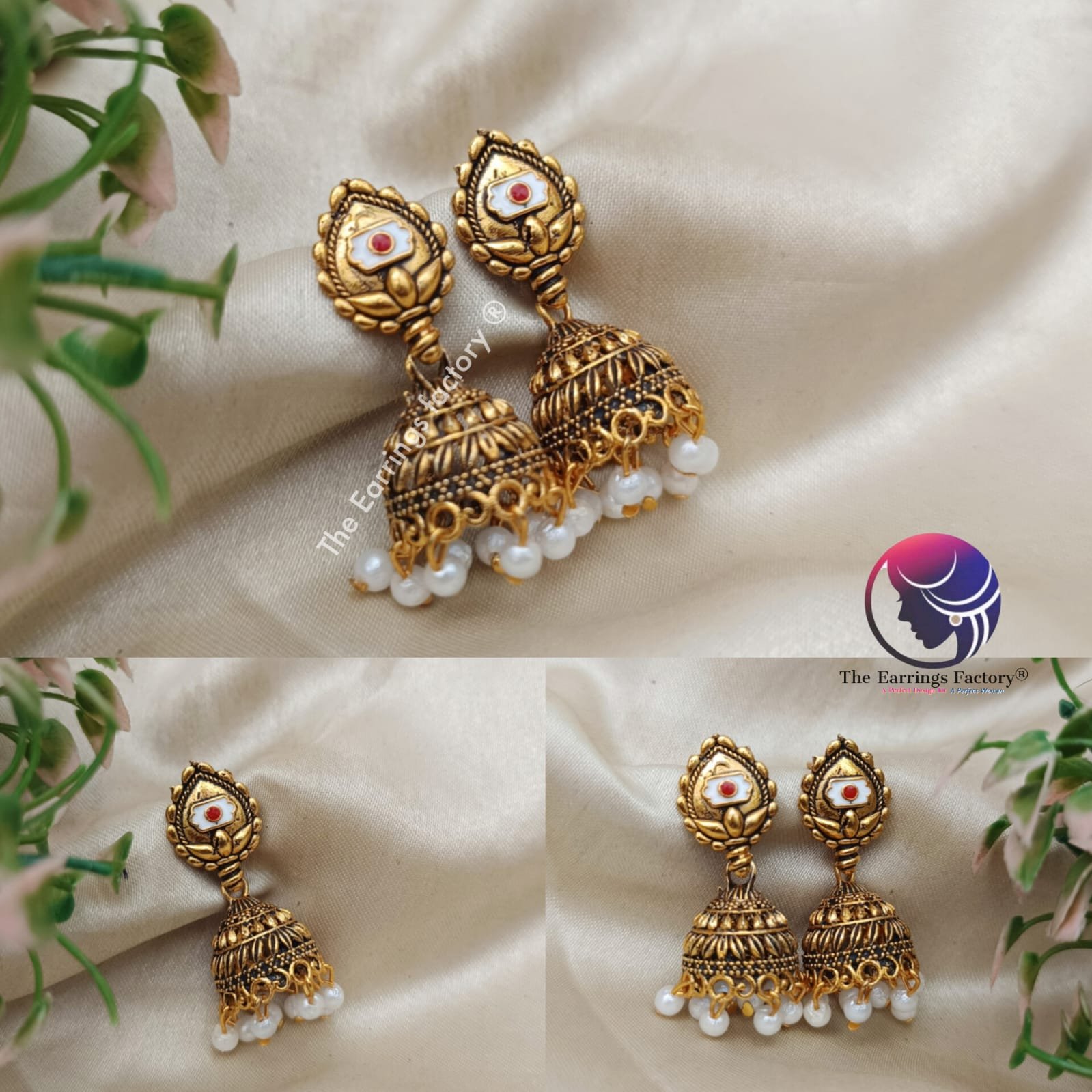 Traditional Golden Pearl beads Vel Jhumka
