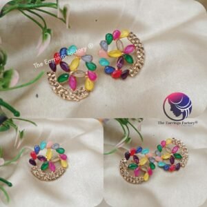 Trending Golden Colourful Multi Stone Studs