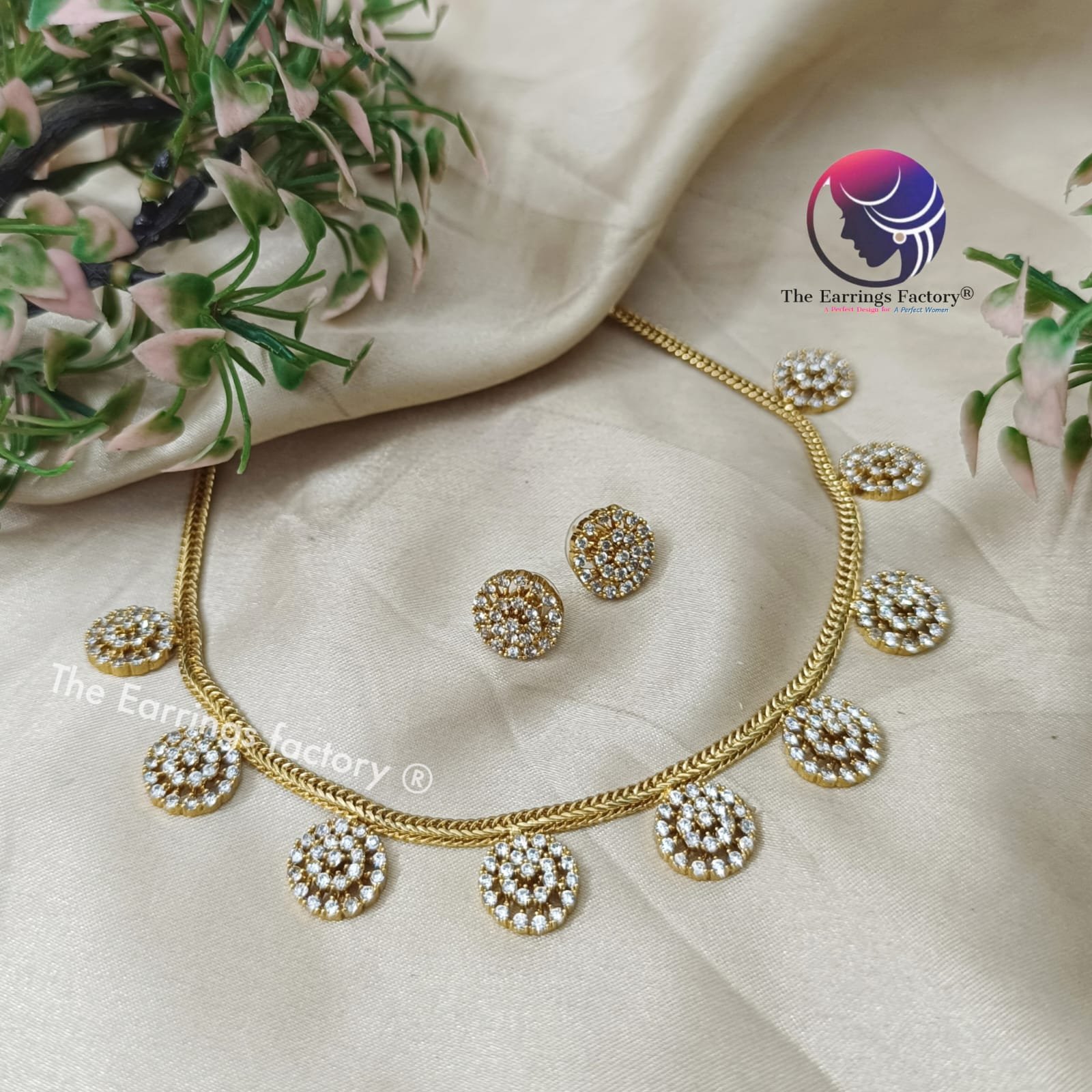 Trending Antique AD Stone Neckset with Earrings