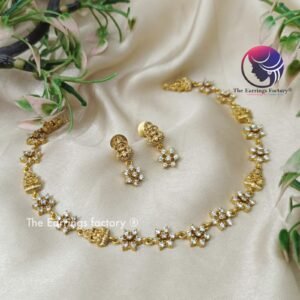 Trending Antique Lakshmi AD Stone Neckset with Earrings