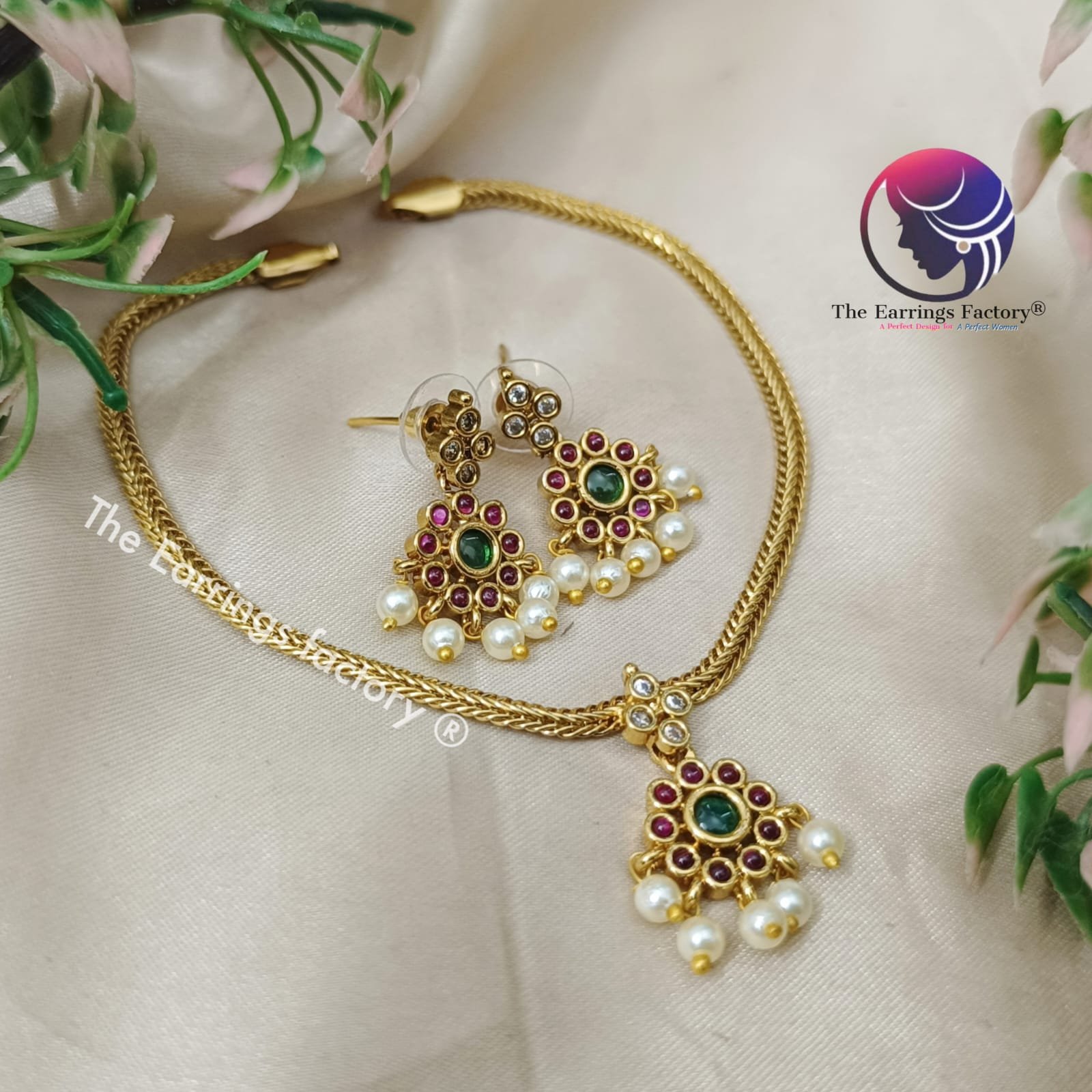 Trending Antique Multi Stone Neckset with Earrings