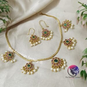 Trending Antique Multi Stone Neckset with Hook Earrings