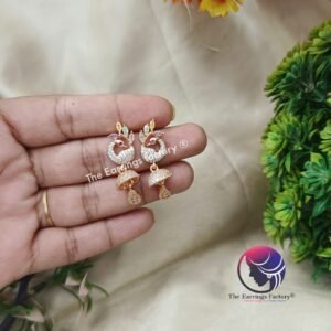 Daily Wear Golden Peacock AD Stone Jhumka