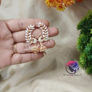 Daily Wear Golden Peacock AD Stone Jhumka