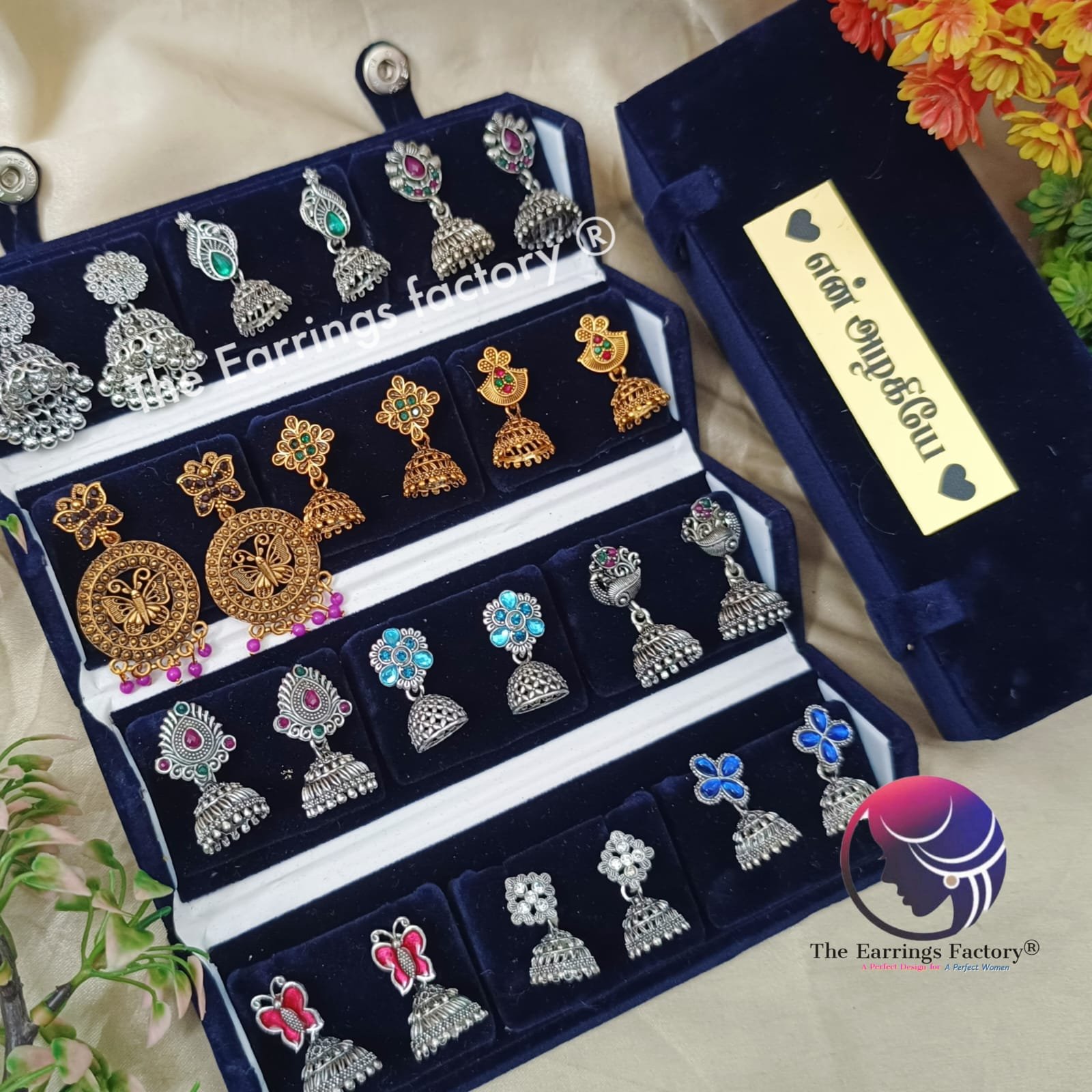 Set of 12 pair Earrings With Folding Jewellery box