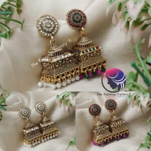 Traditional Golden Pearl beads Stone Jhumka
