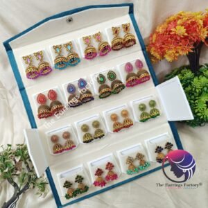 Set of 16 pair Earrings With Folding Jewellery box