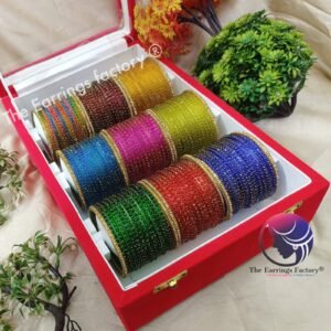 Trending Set of 9 Cube cut Glass Bangles With box