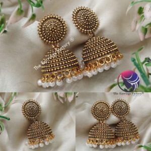 Traditional Golden Pearl beads jhumka