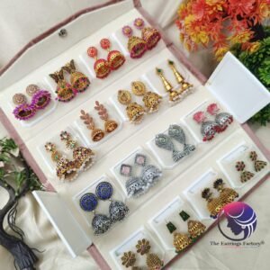 Set of 16 pair Earrings With Folding Jewellery box